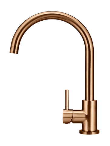 Round Gooseneck Kitchen Mixer Tap - Lustre Bronze