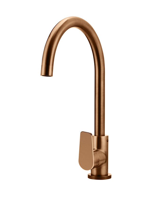 Round Gooseneck Kitchen Mixer Tap with Paddle Handle - PVD Lustre Bronze (SKU: MK03PD-PVDBZ) by Meir