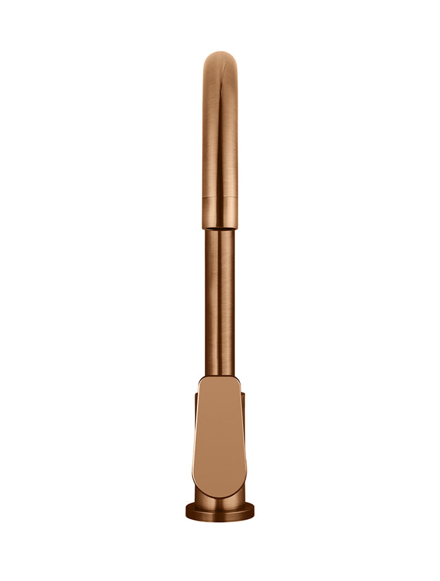 Round Gooseneck Kitchen Mixer Tap with Paddle Handle - PVD Lustre Bronze (SKU: MK03PD-PVDBZ) by Meir