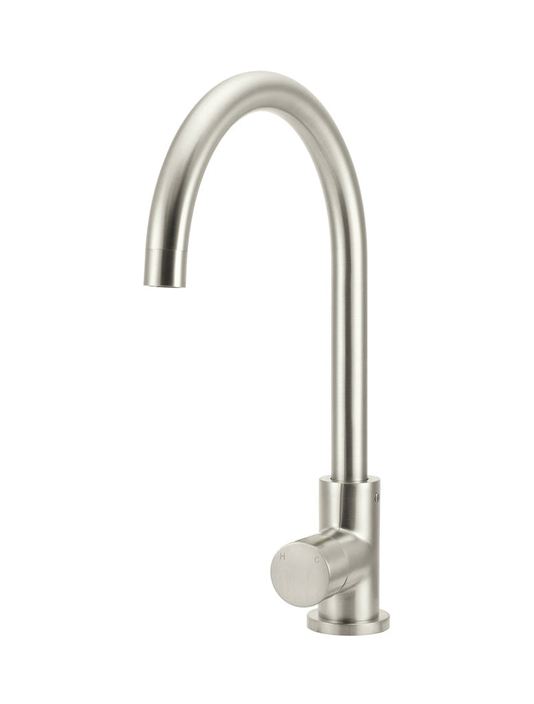 Round Gooseneck Kitchen Mixer Tap with Pinless Handle - Default Title ...
