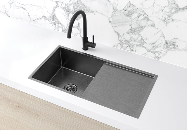 Lavello Kitchen Sink - Single Bowl & Drainboard 840 x 440 - PVD - Default Title (SKU: MKSP-S840440D-PVDGM) by Meir