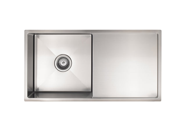 Lavello Kitchen Sink - Single Bowl & Drainboard 840 x 440 - PVD Brushed Nickel (SKU: MKSP-S840440D-PVDBN) by Meir