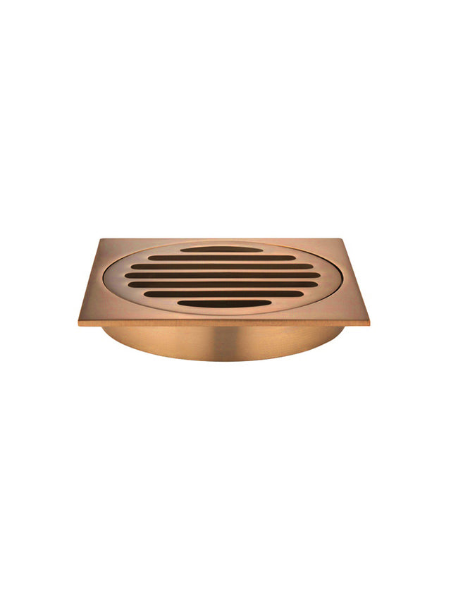 Square Floor Grate Shower Drain 100mm outlet - PVD Lustre Bronze (SKU: MP06-100-PVDBZ) by Meir