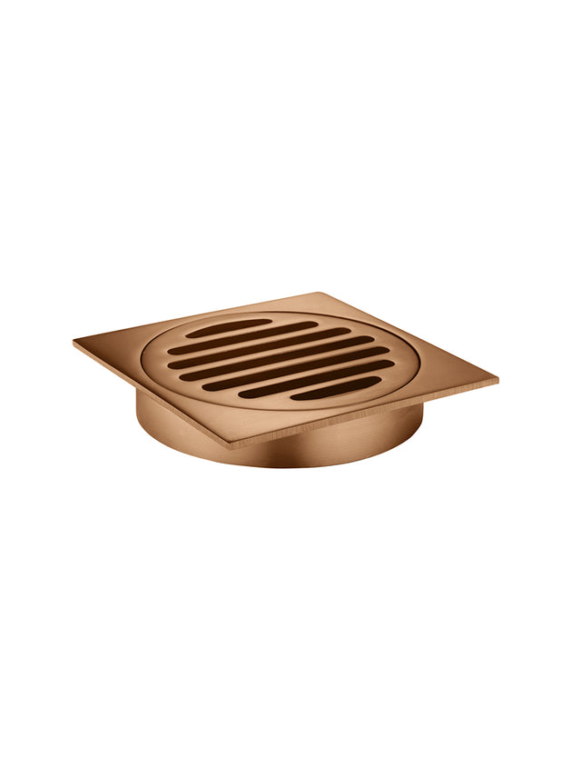Square Floor Grate Shower Drain 100mm outlet - PVD Lustre Bronze (SKU: MP06-100-PVDBZ) by Meir