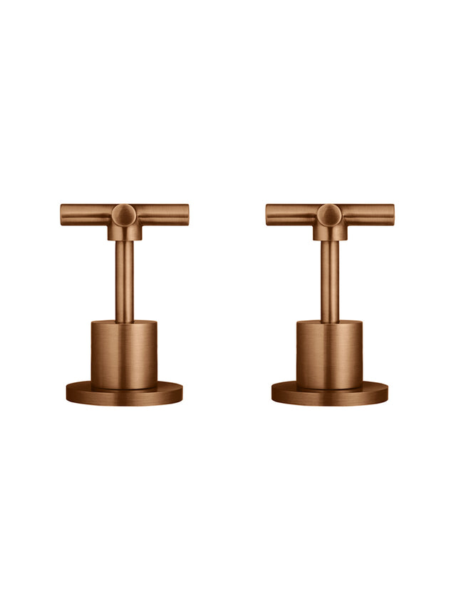 Round Cross Handle Jumper Valve Wall Top Assemblies - PVD Lustre Bronze (SKU: MW08JL-PVDBZ) by Meir