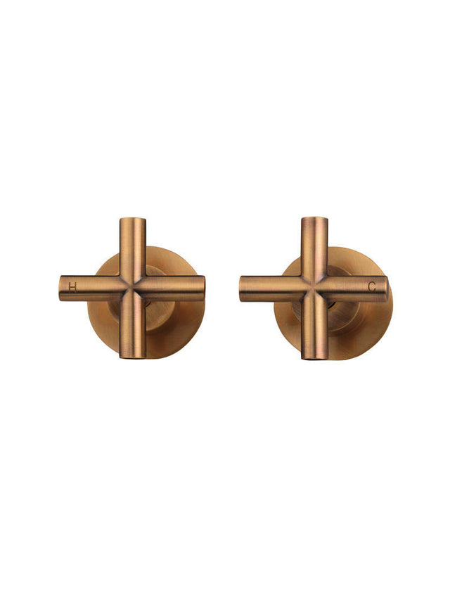 Round Cross Handle Jumper Valve Wall Top Assemblies - PVD Lustre Bronze (SKU: MW08JL-PVDBZ) by Meir