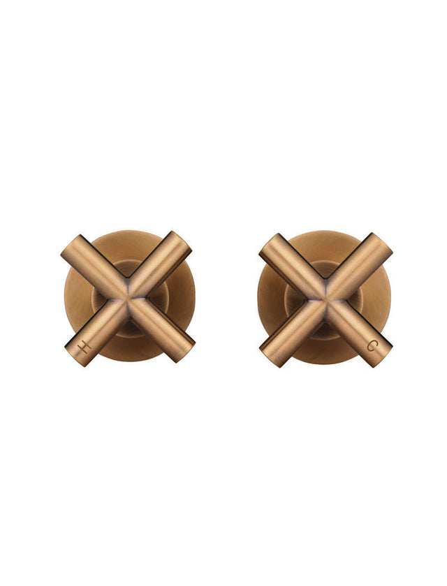 Round Cross Handle Jumper Valve Wall Top Assemblies - PVD Lustre Bronze (SKU: MW08JL-PVDBZ) by Meir