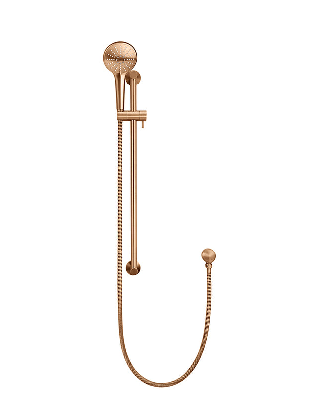 Round Three Function Hand Shower on Rail Column - PVD Lustre Bronze (SKU: MZ0402-PVDBZ) by Meir