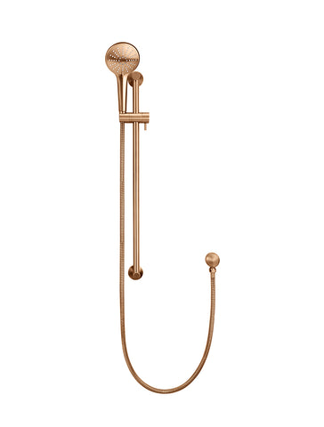 Round Three Function Hand Shower on Rail Column - Lustre Bronze