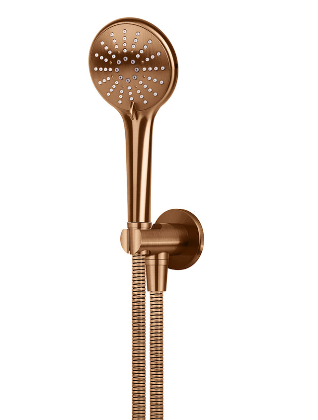 Round Three Function Hand Shower on Fixed Bracket - PVD Lustre Bronze (SKU: MZ08-PVDBZ) by Meir