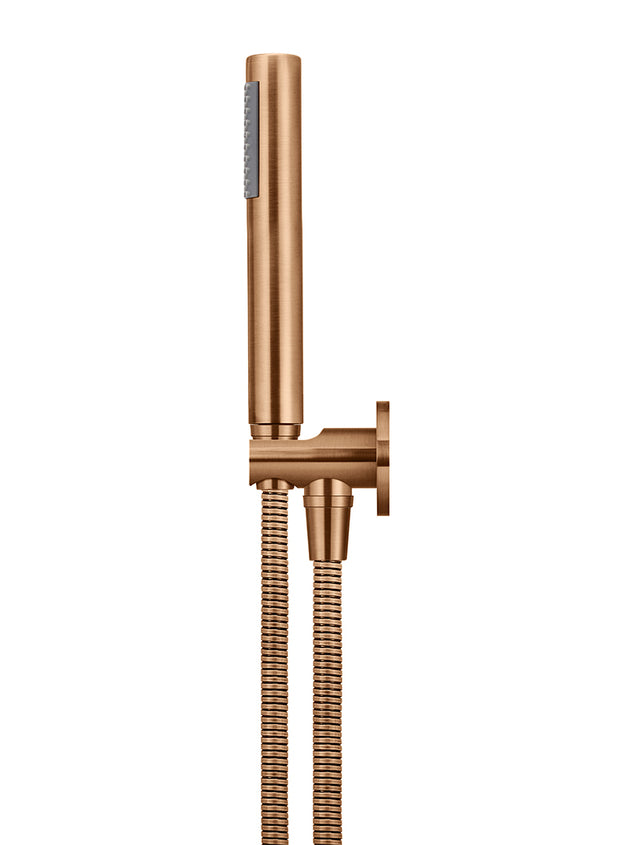 Round Hand Shower on Fixed Bracket - PVD Lustre Bronze (SKU: MZ08-R-PVDBZ) by Meir