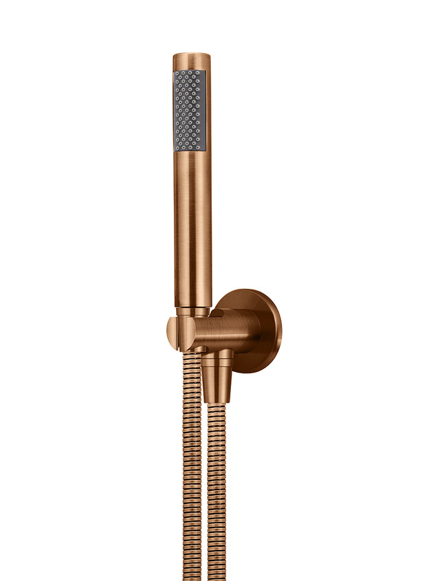 Round Hand Shower on Fixed Bracket - PVD Lustre Bronze (SKU: MZ08-R-PVDBZ) by Meir