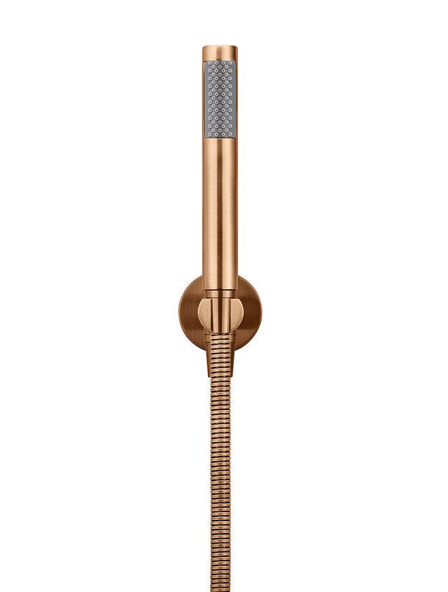 Round Hand Shower on Fixed Bracket - PVD Lustre Bronze (SKU: MZ08-R-PVDBZ) by Meir