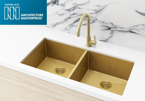 Lavello Kitchen Sink - Double Bowl 860 x 440 - Brushed Bronze Gold