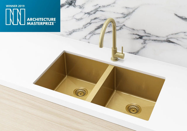 Lavello Kitchen Sink - Double Bowl 760 x 440 - Brushed Bronze Gold