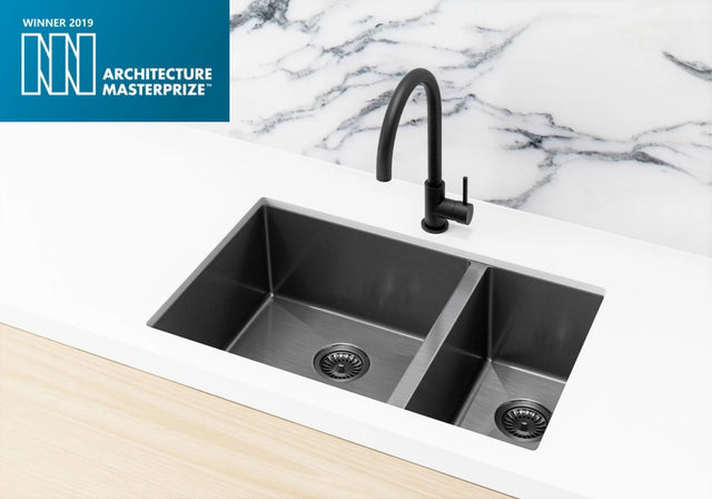 Lavello Kitchen Sink - One and Half Bowl 670 x 440 - Gunmetal Black (SKU: MKSP-D670440-GM) by Meir