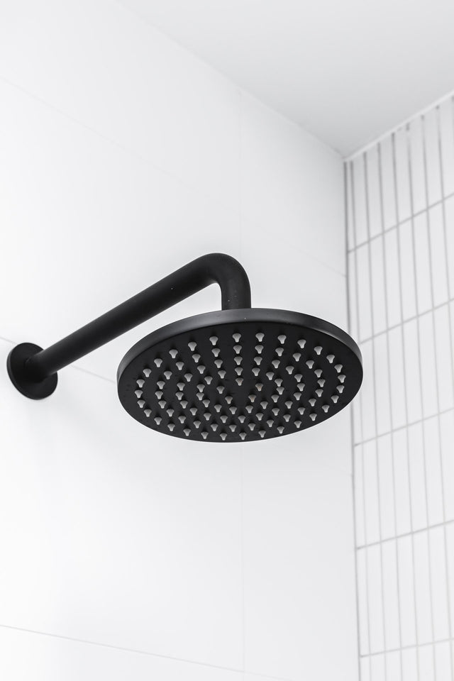Round Shower Rose 200mm - Matte black - Matte Black (SKU: MH04) by Meir