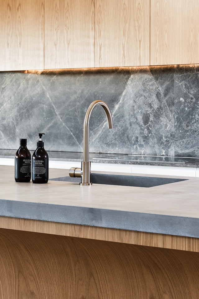 Round Gooseneck Kitchen Mixer Tap with Pinless Handle - Default Title (SKU: MK03PN-CH) by Meir