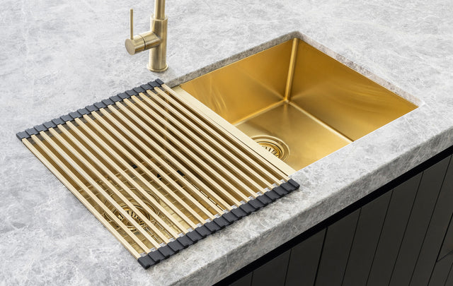 Lavello Stainless Steel rolling mat protector - Brushed Bronze Gold (SKU: RM-01-BB) by Meir