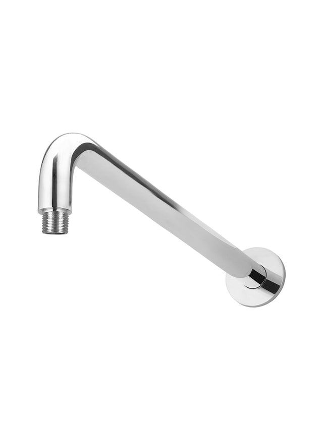 Round Wall Shower Curved Arm 400mm - Polished Chrome