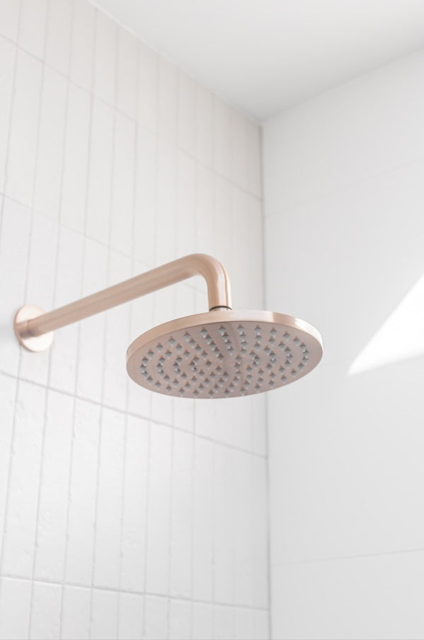 Round Wall Shower Curved Arm 400mm - Champagne (SKU: MA09-400-CH) by Meir