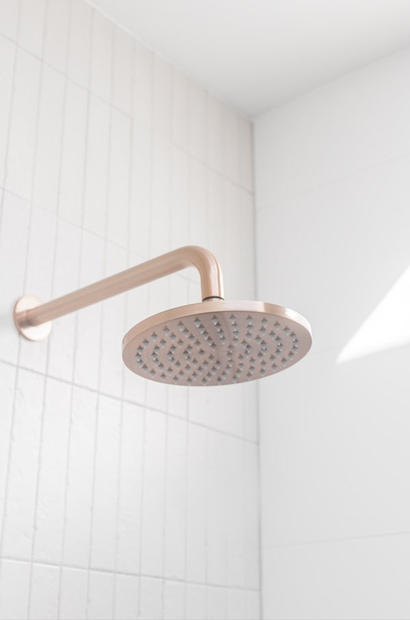 Round Wall Shower Curved Arm 400mm - Champagne (SKU: MA09-400-CH) by Meir