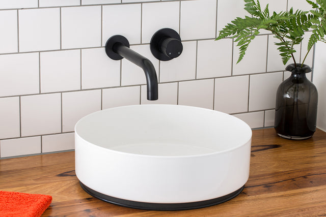 Round Pinless Wall Mixer - Matte Black (SKU: MW03PN) by Meir