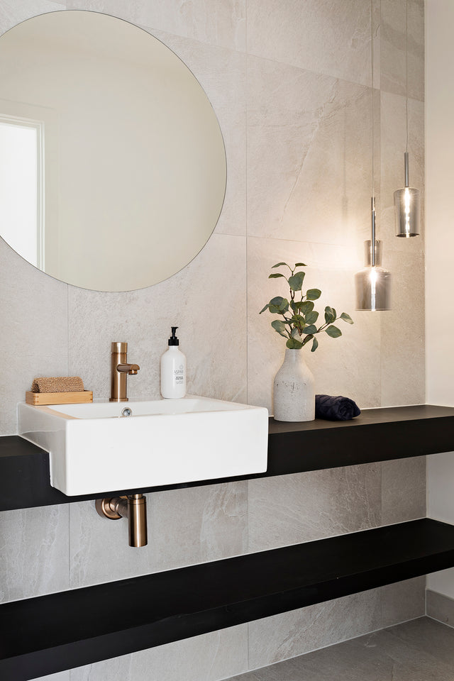 Round Pinless Basin Mixer - Champagne (SKU: MB02PN-CH) by Meir