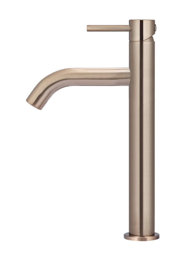 Piccola Tall Basin Mixer Tap with 130mm Spout - Champagne (SKU: MB03XL.01-CH) by Meir