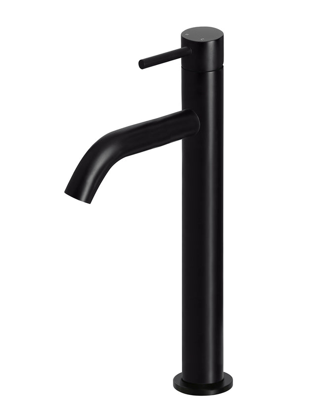 Piccola Tall Basin Mixer Tap with 130mm Spout - Matte Black (SKU: MB03XL.01) by Meir