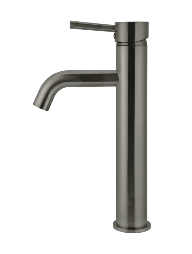 Round Tall Curved Basin Mixer - Shadow Gunmetal (SKU: MB04-R3-PVDGM) by Meir