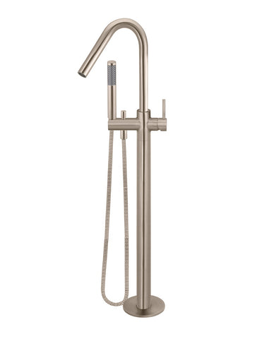 Round Freestanding Bath Spout and Hand Shower - Champagne