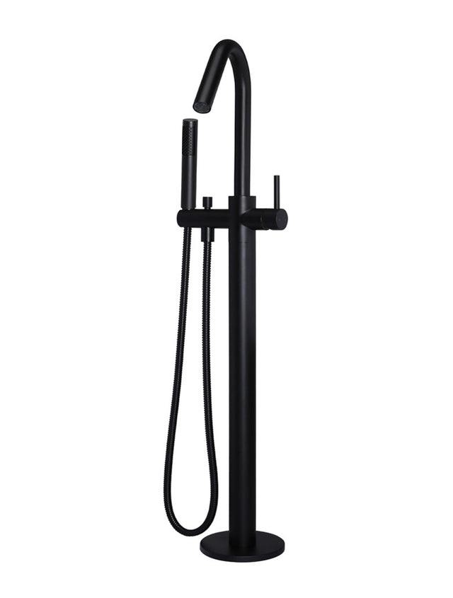 Round Freestanding Bath Spout and Hand Shower - Matte Black (SKU: MB09) by Meir