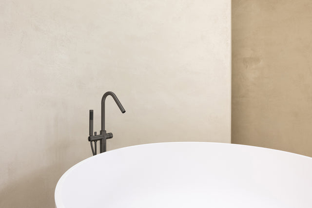 Round Pinless Freestanding Bath Spout and Hand Shower - Default Title (SKU: MB09PN-PVDGM) by Meir