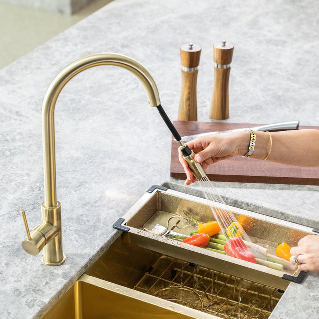 Lavello Kitchen Sink Colander - Brushed Bronze Gold (SKU: MCO-01-BB) by Meir