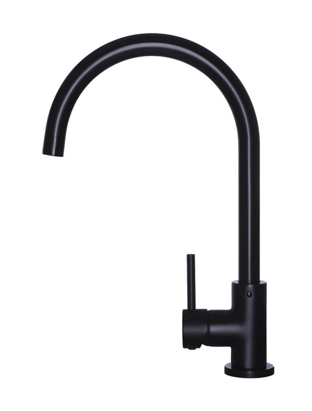 Round Gooseneck Kitchen Mixer Tap - Matte Black (SKU: MK03) by Meir