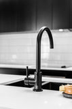 Round Gooseneck Kitchen Mixer Tap - Matte Black - MK03