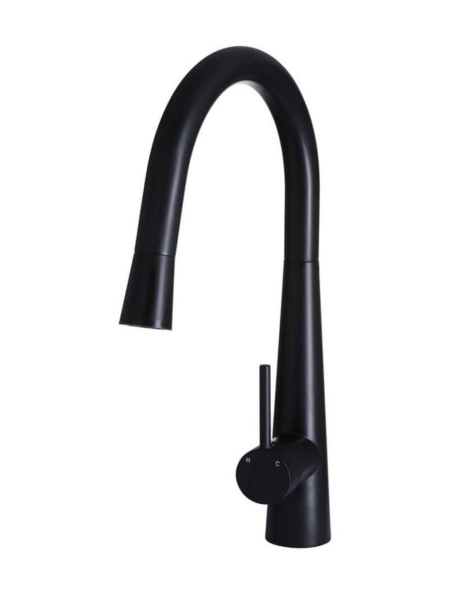 Round Pull Out Kitchen Mixer Tap - Matte Black