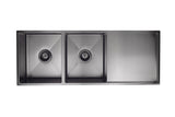 Lavello Kitchen Sink - Double Bowl & Drainboard 1160 x 440 - Gunmetal Black - MKSP-D1160440D-GM