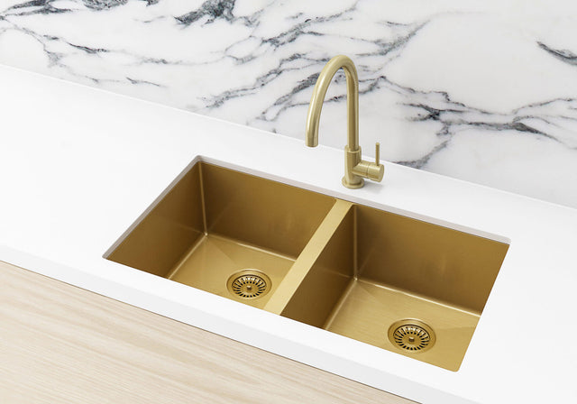 Lavello Kitchen Sink - Double Bowl 760 x 440 - Brushed Bronze Gold (SKU: MKSP-D760440-BB) by Meir
