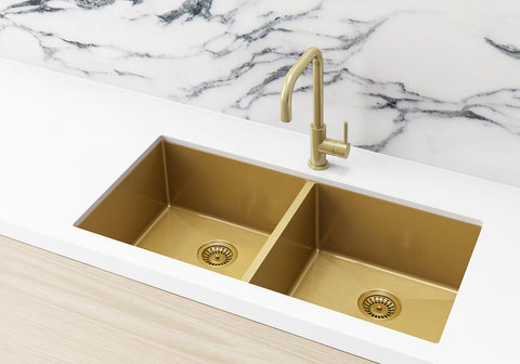 Lavello Kitchen Sink - Double Bowl 860 x 440 - Brushed Bronze Gold