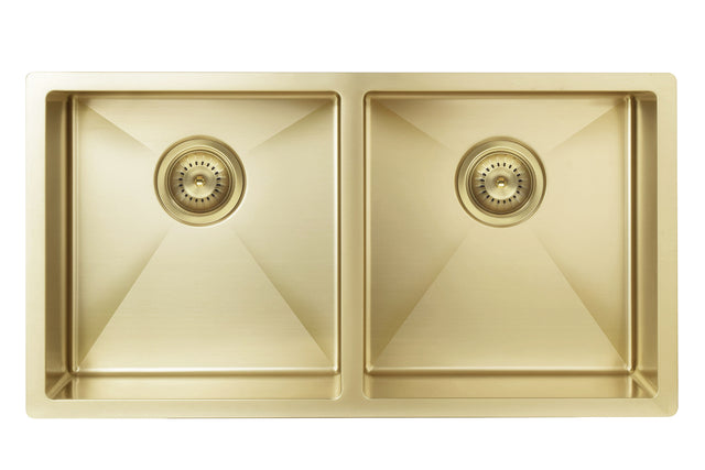 Lavello Kitchen Sink - Double Bowl 860 x 440 - Brushed Bronze Gold (SKU: MKSP-D860440-BB) by Meir