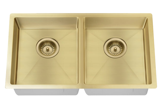 Lavello Kitchen Sink - Double Bowl 860 x 440 - Brushed Bronze Gold (SKU: MKSP-D860440-BB) by Meir