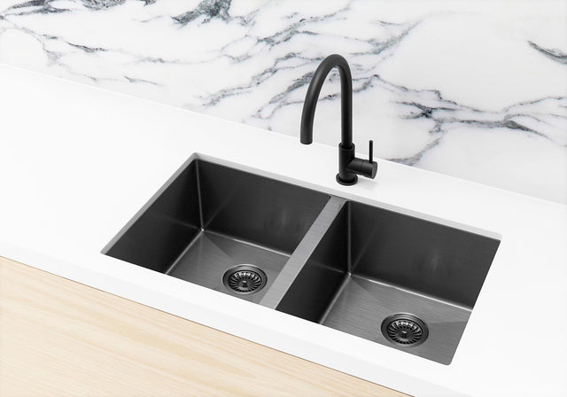Lavello Kitchen Sink - Double Bowl 760 x 440 - Gunmetal Black (SKU: MKSP-D760440-GM) by Meir