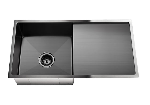 Lavello Kitchen Sink - Single Bowl & Drainboard 840 x 440 - Gunmetal Black (SKU: MKSP-S840440D-GM) by Meir
