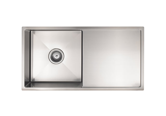 Lavello Kitchen Sink - Single Bowl & Drainboard 840 x 440 - PVD Brushed Nickel (SKU: MKSP-S840440D-NK) by Meir