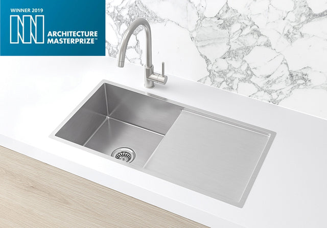 Lavello Kitchen Sink - Single Bowl & Drainboard 840 x 440 - PVD Brushed Nickel (SKU: MKSP-S840440D-NK) by Meir