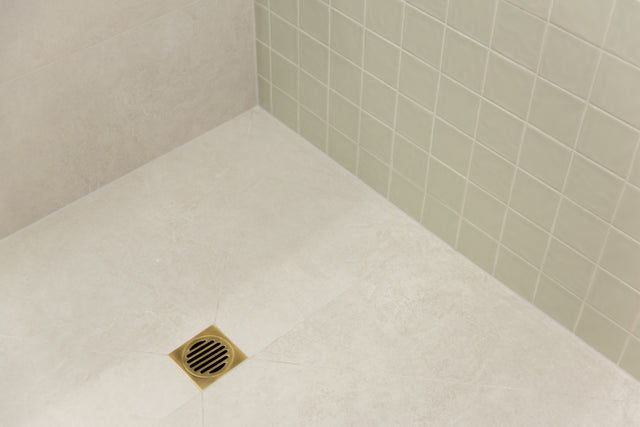 Square Floor Grate Shower Drain 100mm outlet - PVD Tiger Bronze (SKU: MP06-100-PVDBB) by Meir