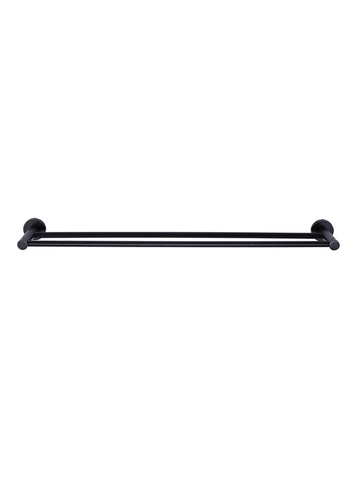 Round Double Towel Rail 900mm - Matte Black