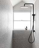 Round Combination Shower Rail, 300mm Rose, Single Function Hand Shower - Matte Black - MZ0706-R